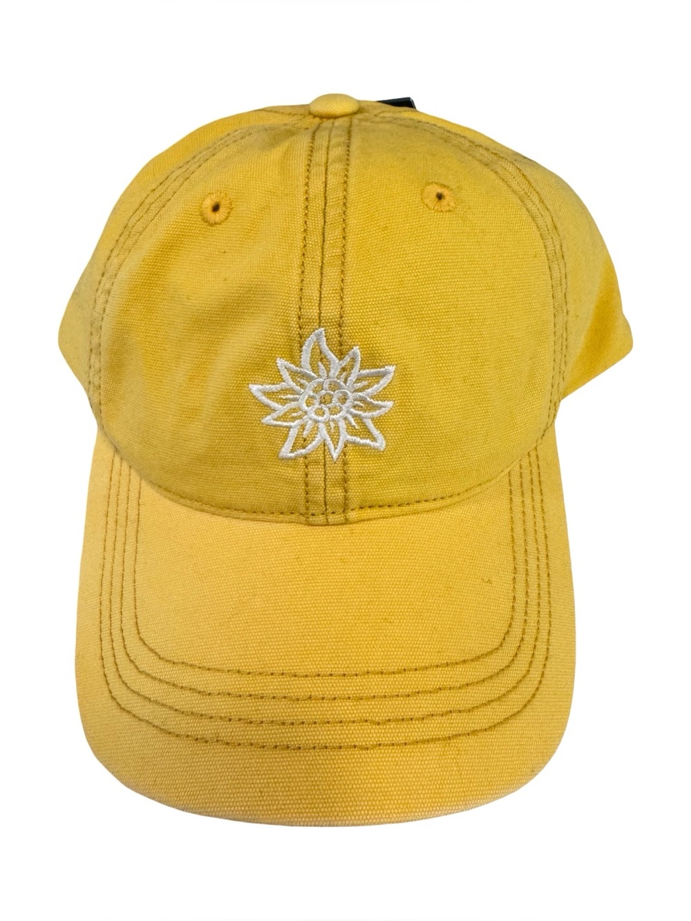 Alpine Design Yellow Embroidered Flower Washed Canvas Baseball Cap NWT